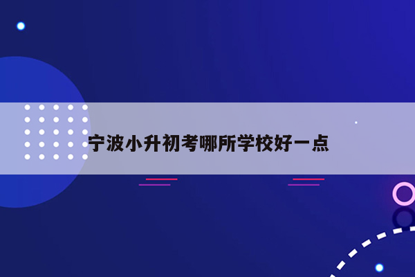 宁波小升初考哪所学校好一点