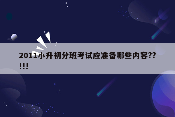 2011小升初分班考试应准备哪些内容??!!!