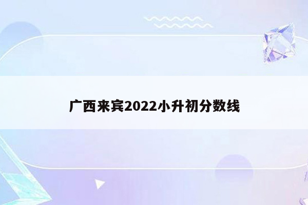 广西来宾2022小升初分数线