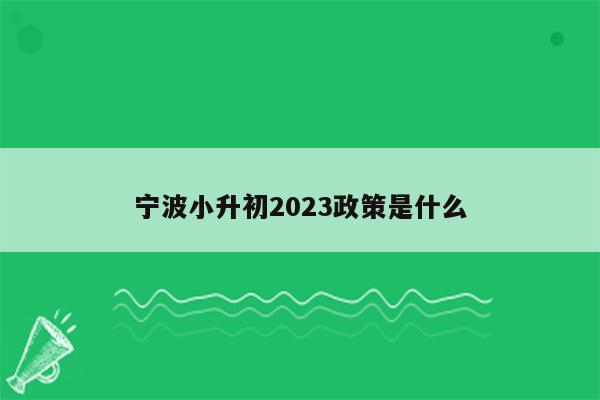 宁波小升初2023政策是什么