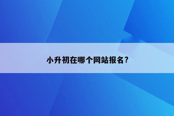 小升初在哪个网站报名?