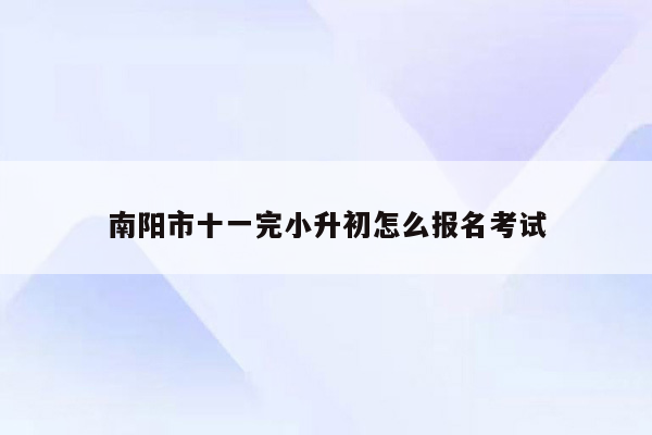 南阳市十一完小升初怎么报名考试