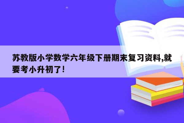 苏教版小学数学六年级下册期末复习资料,就要考小升初了!