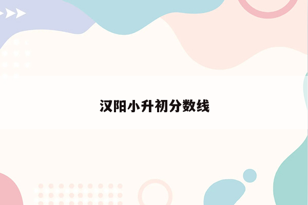 汉阳小升初分数线