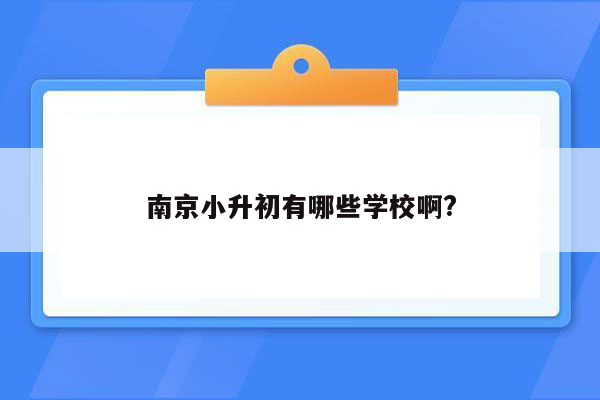 南京小升初有哪些学校啊?