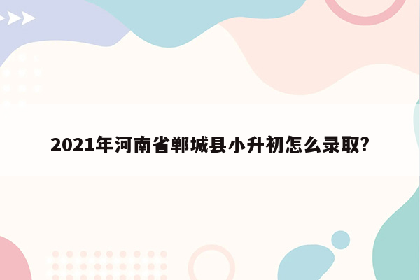 2021年河南省郸城县小升初怎么录取?