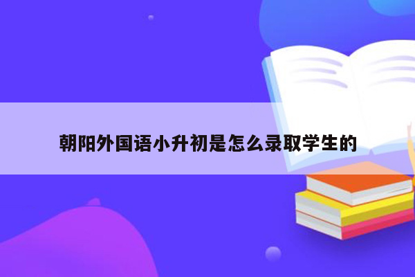 朝阳外国语小升初是怎么录取学生的