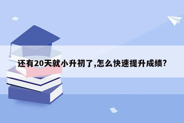 还有20天就小升初了,怎么快速提升成绩?