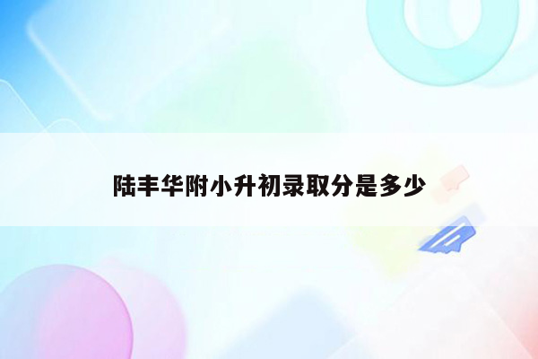 陆丰华附小升初录取分是多少