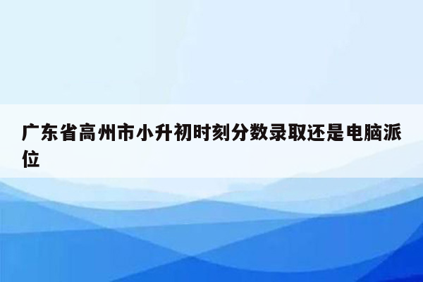 广东省高州市小升初时刻分数录取还是电脑派位