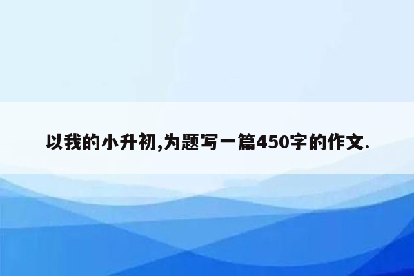 以我的小升初,为题写一篇450字的作文.