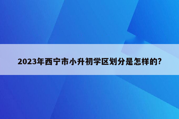 2023年西宁市小升初学区划分是怎样的?