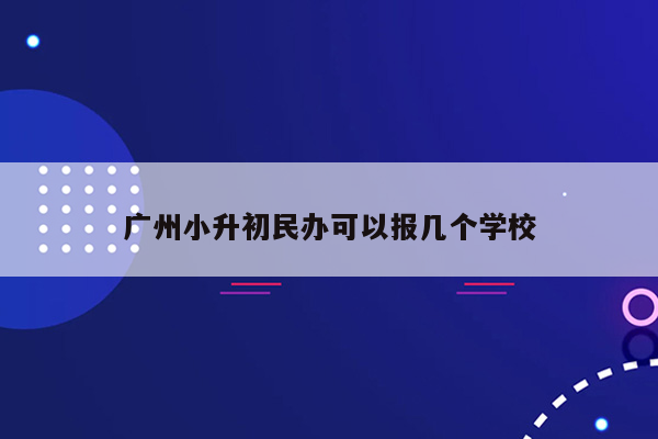 广州小升初民办可以报几个学校