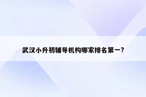 武汉小升初辅导机构哪家排名第一?