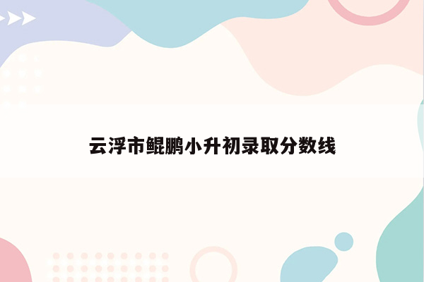 云浮市鲲鹏小升初录取分数线