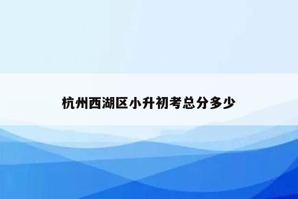 杭州西湖区小升初考总分多少