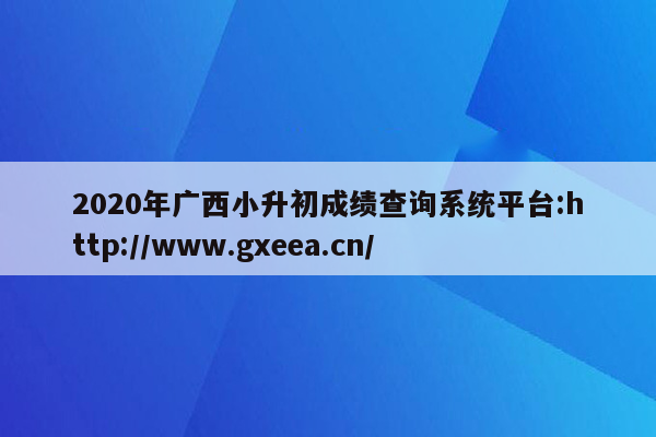 2020年广西小升初成绩查询系统平台:http://www.gxeea.cn/