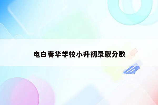 电白春华学校小升初录取分数