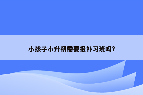 小孩子小升初需要报补习班吗?