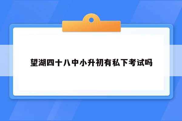 望湖四十八中小升初有私下考试吗