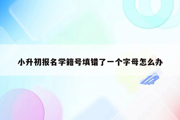 小升初报名学籍号填错了一个字母怎么办