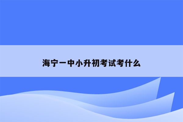 海宁一中小升初考试考什么