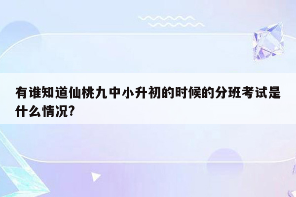 有谁知道仙桃九中小升初的时候的分班考试是什么情况?