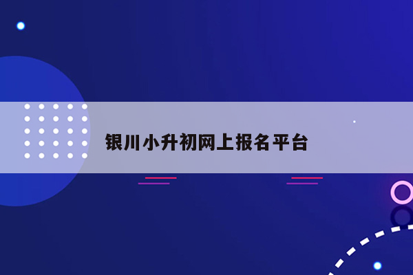 银川小升初网上报名平台