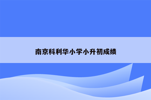 南京科利华小学小升初成绩