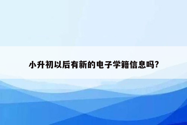 小升初以后有新的电子学籍信息吗?