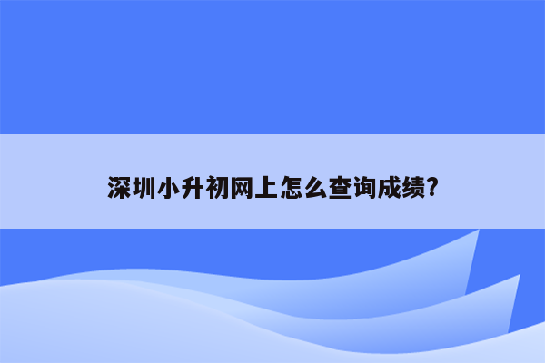 深圳小升初网上怎么查询成绩?