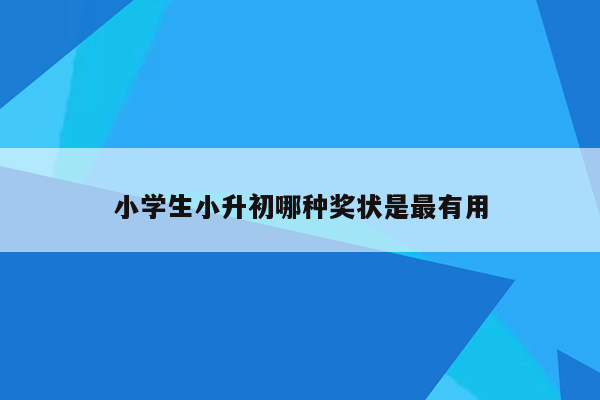 小学生小升初哪种奖状是最有用