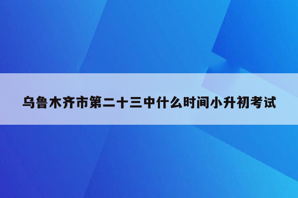 乌鲁木齐市第二十三中什么时间小升初考试