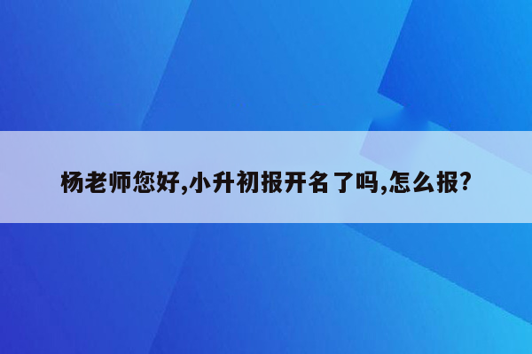 杨老师您好,小升初报开名了吗,怎么报?