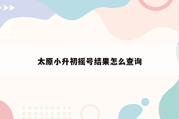 太原小升初摇号结果怎么查询