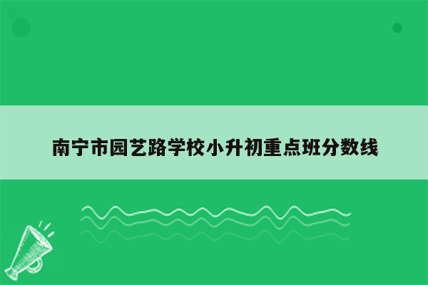 南宁市园艺路学校小升初重点班分数线