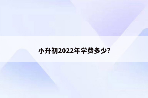 小升初2022年学费多少?