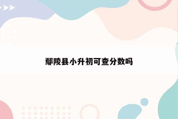 鄢陵县小升初可查分数吗