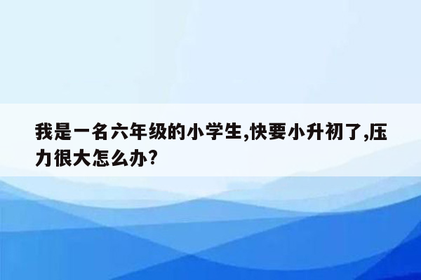 我是一名六年级的小学生,快要小升初了,压力很大怎么办?