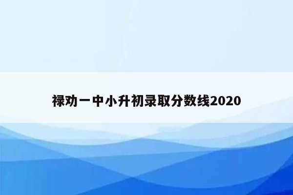 禄劝一中小升初录取分数线2020