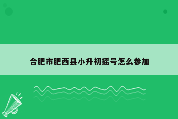 合肥市肥西县小升初摇号怎么参加