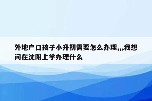 外地户口孩子小升初需要怎么办理,,,我想问在沈阳上学办理什么