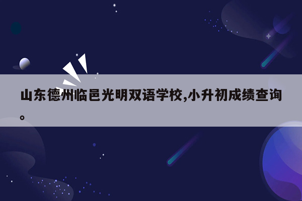 山东德州临邑光明双语学校,小升初成绩查询。