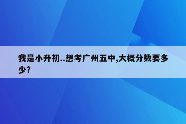 我是小升初..想考广州五中,大概分数要多少?