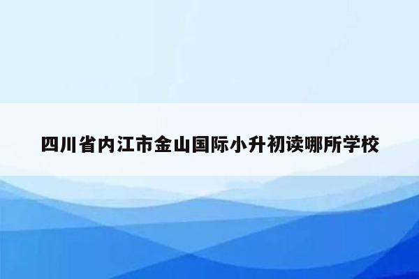 四川省内江市金山国际小升初读哪所学校