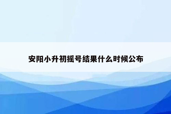 安阳小升初摇号结果什么时候公布