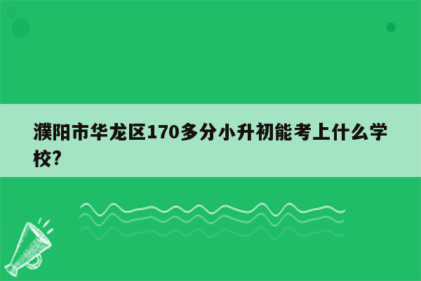 濮阳市华龙区170多分小升初能考上什么学校?