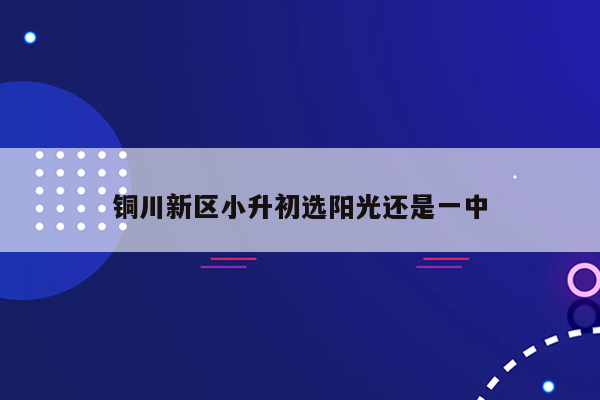 铜川新区小升初选阳光还是一中