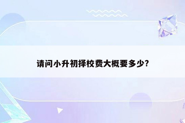 请问小升初择校费大概要多少?