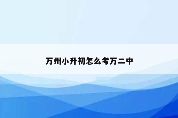 万州小升初怎么考万二中